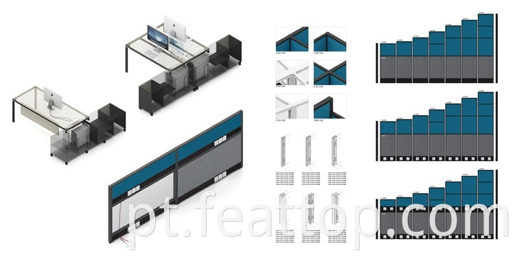 2017 Novo moderno quadro de metal branco moderno modular de 6 pessoas estação de trabalho e cadeira de malha para venda